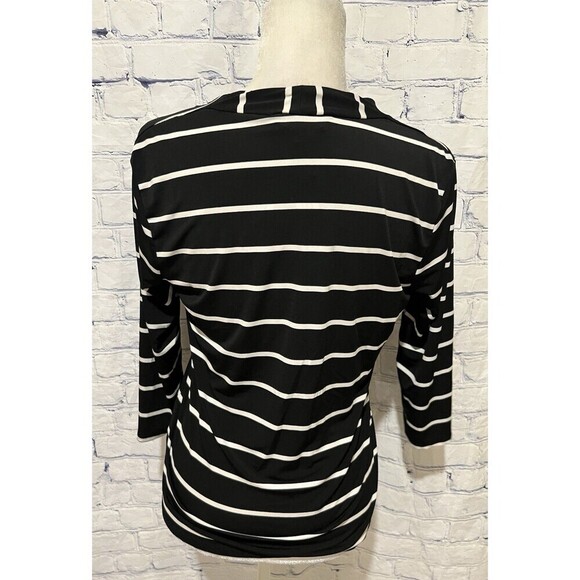 NWT Context long sleeve black-and-white striped blouse top size medium - Picture 4 of 7